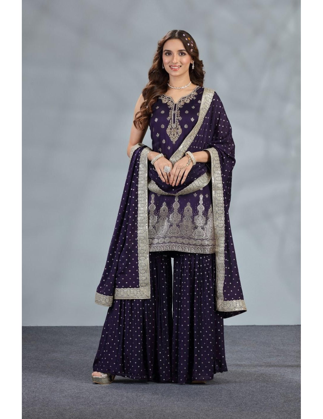 Exclusive Purple Sharara Set