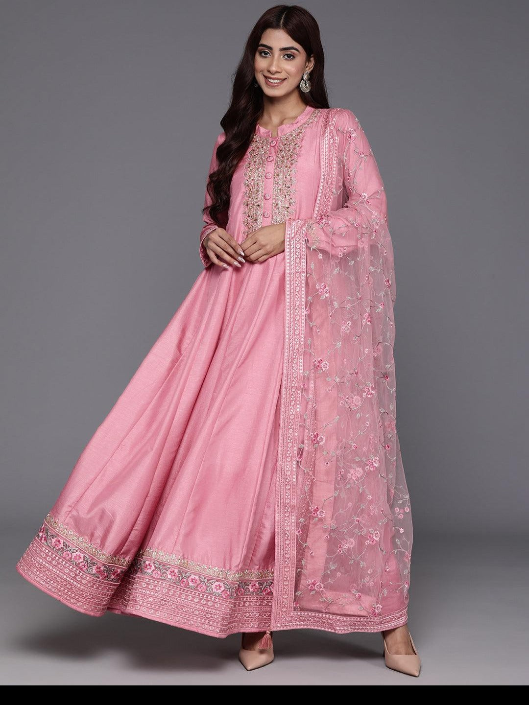 Pink Yoke Anarkali Set