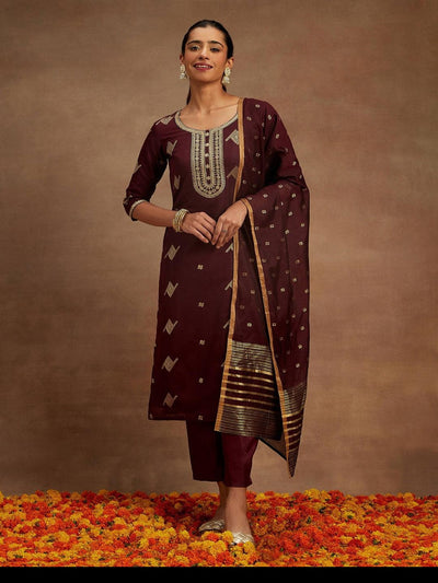 Maroon Chanderi Silk Kurta Set