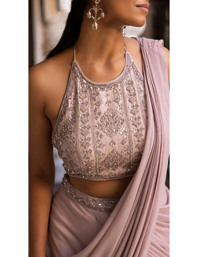 Lilac Shimmer Drape Saree