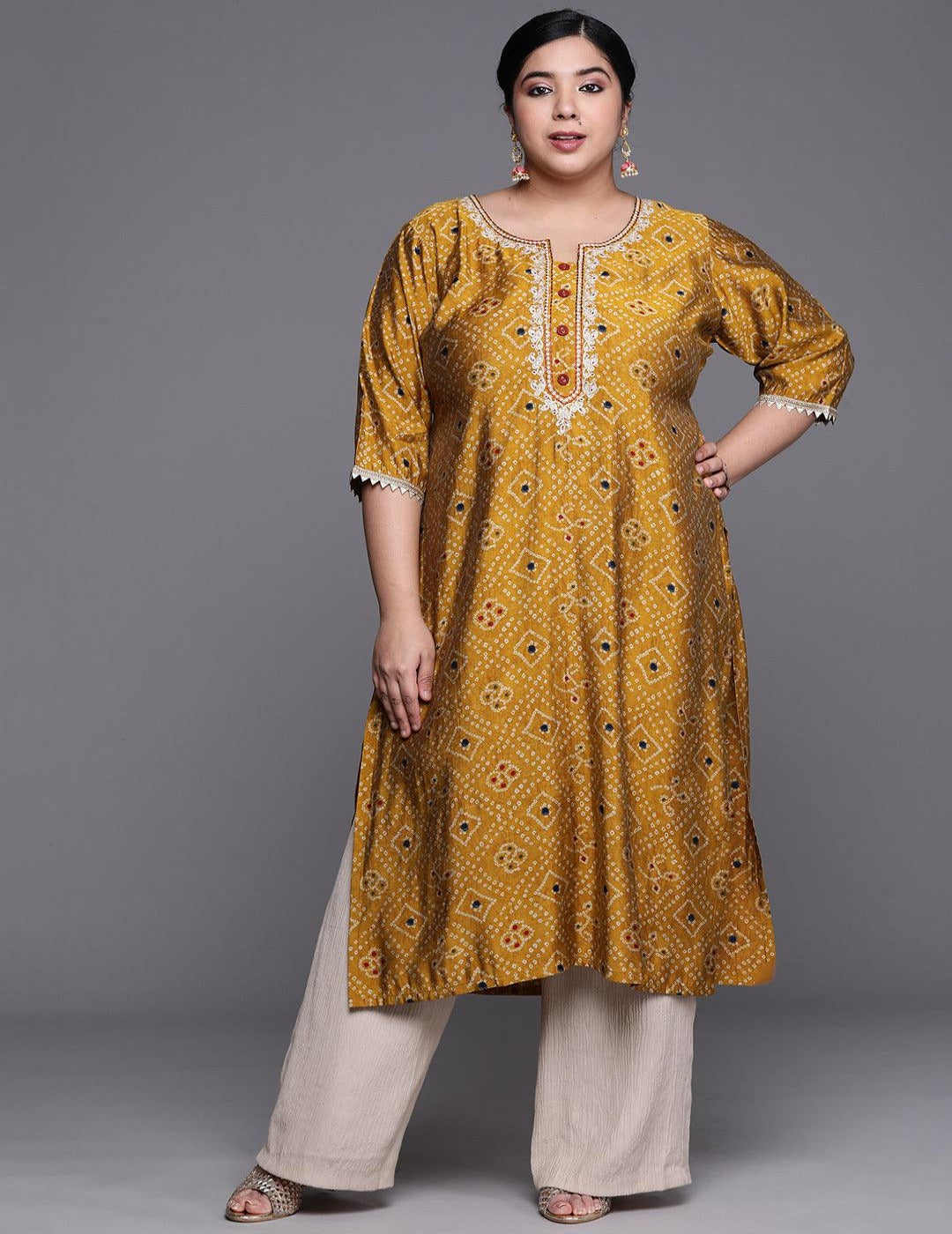 Yellow Bandhani Kurti