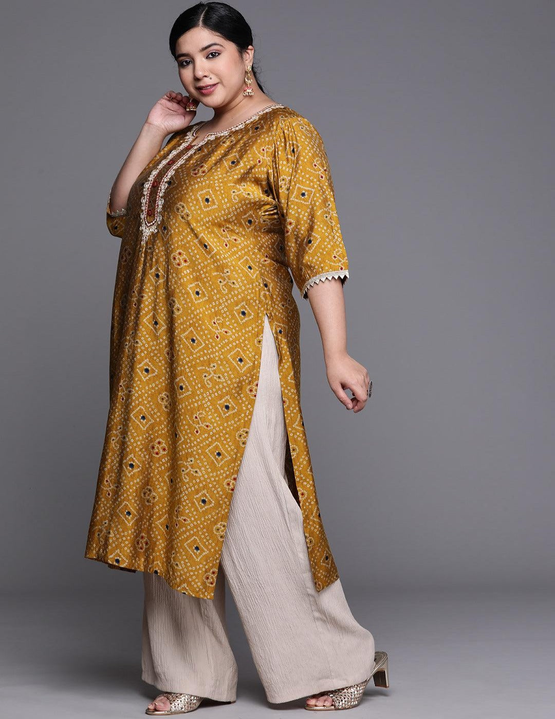 Yellow Bandhani Kurti