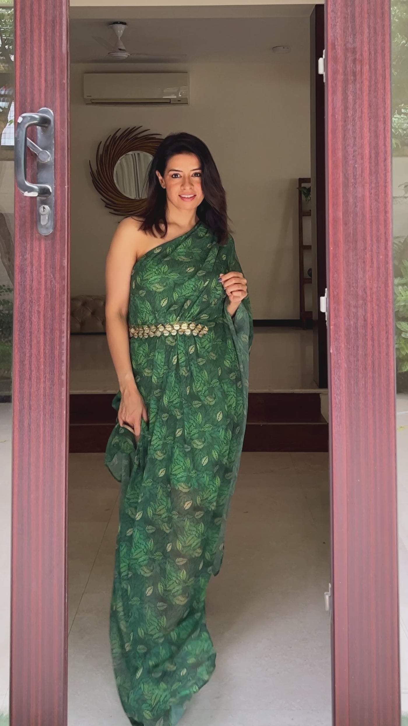 Green off-shoulder kaftan singapore