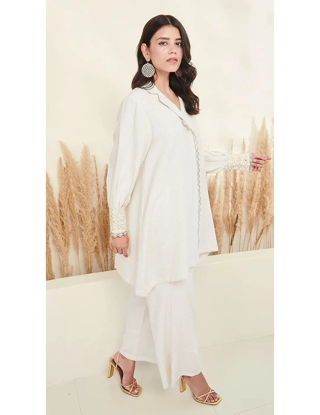 White Cotton Silk Co-Ords