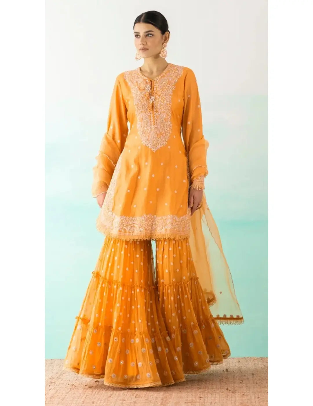 Mustard Embroidered Suit Set