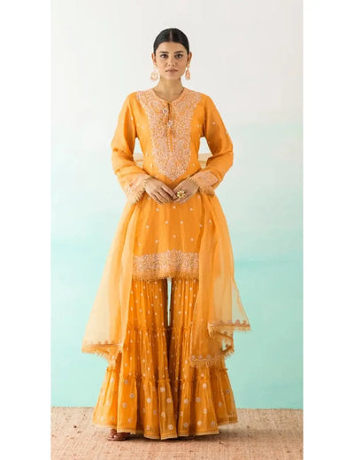 Mustard Embroidered Suit Set