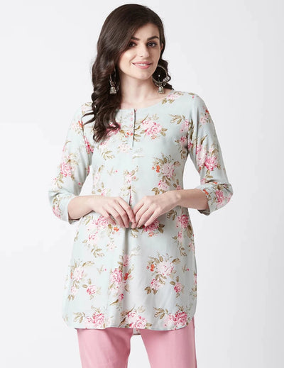 Pastel Green Short Kurti