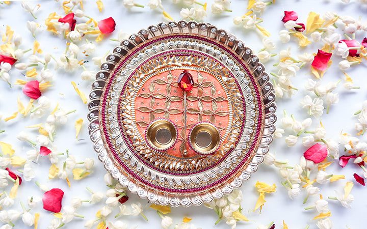 Peach Prayer / Pooja Thali fashion