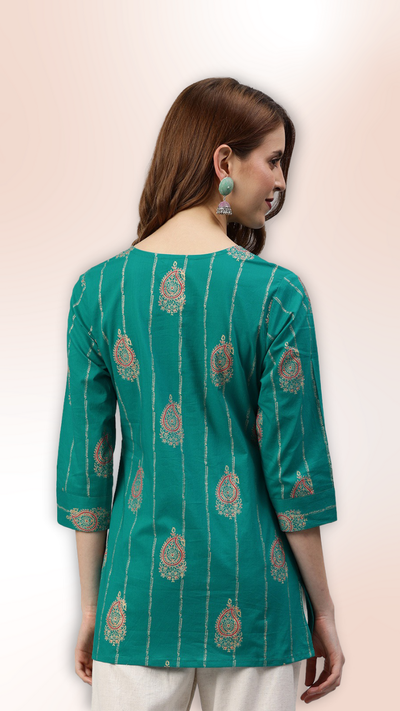 womens wear Green Printed Short Kurti