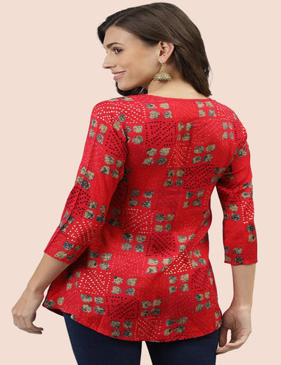 buy Red Printed Short Kurti