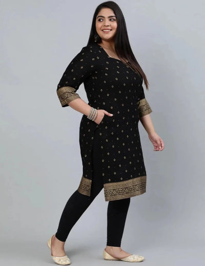 Plus Size Black & Gold Kurta