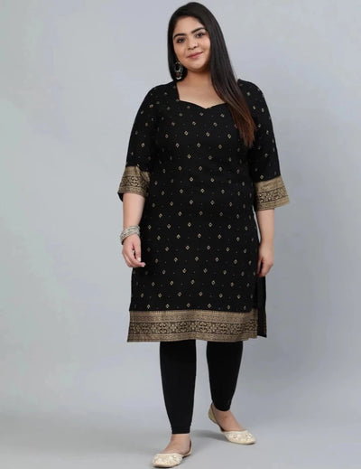 Plus Size Black & Gold Kurta