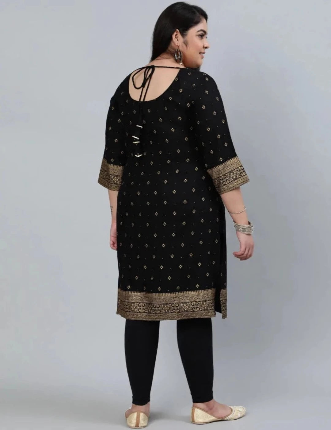 Plus Size Black & Gold Kurta