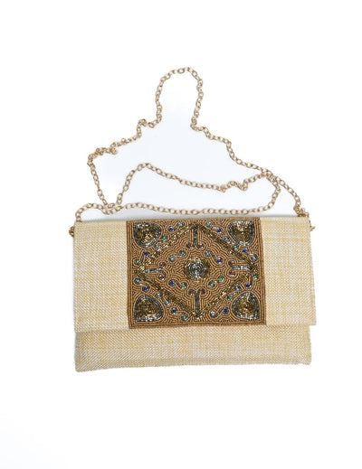 Beige Jute clutch