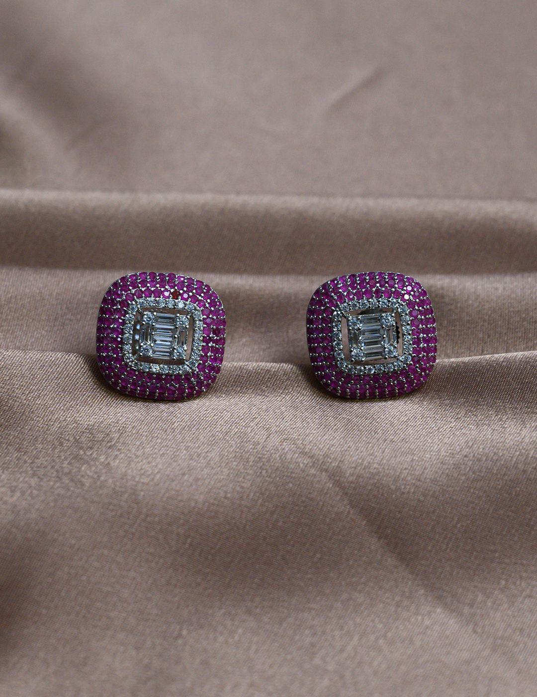 Pink Faux Diamond Earrings