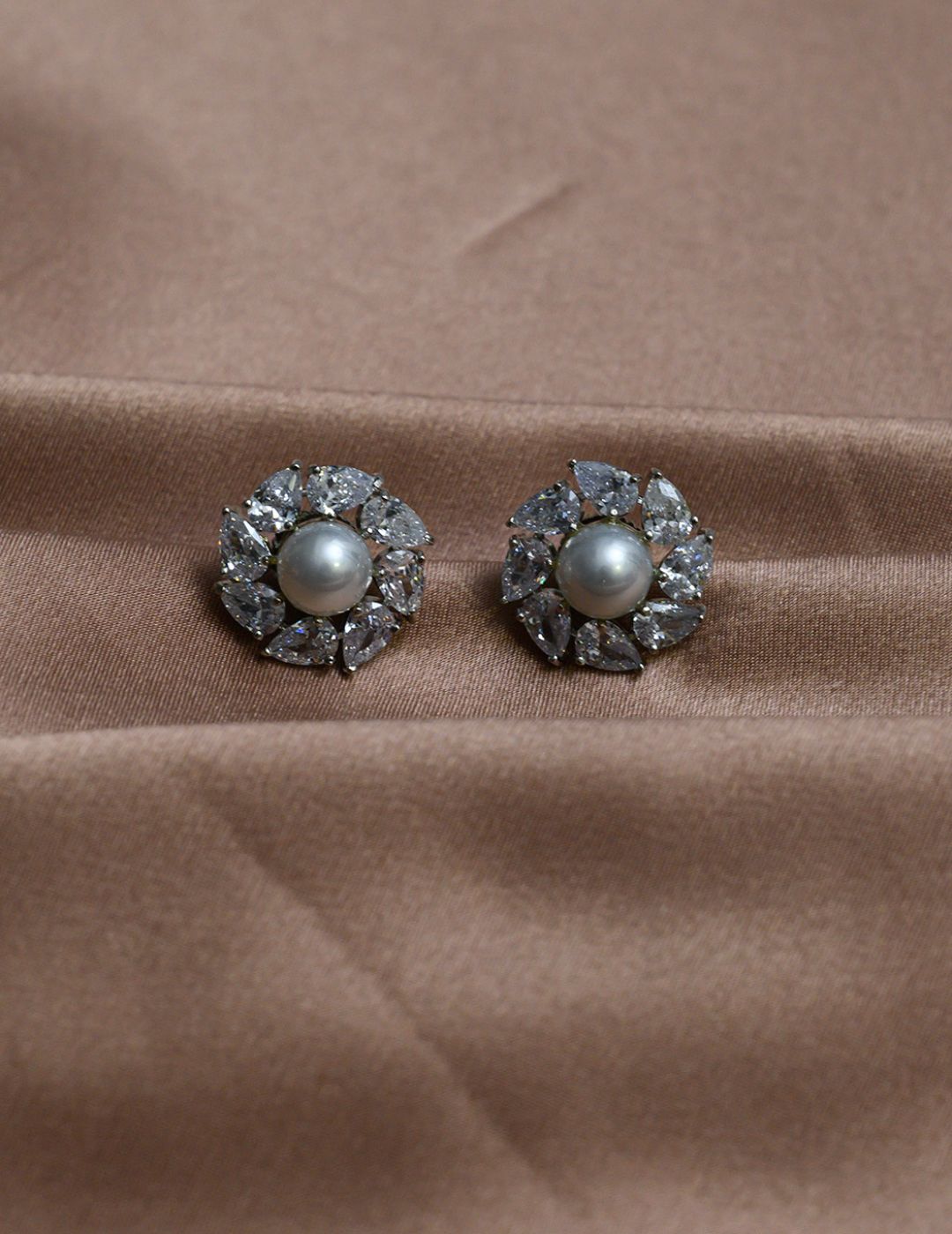 Faux Diamond Pearl Studs