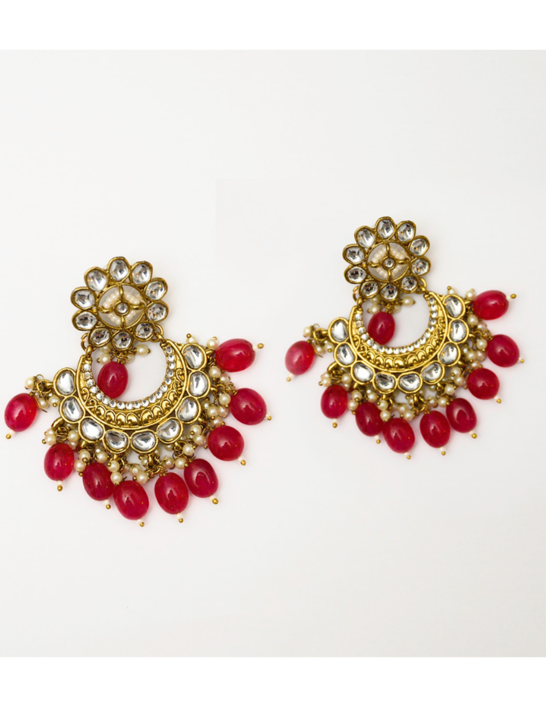 Gold Plated Ruby Chandbali