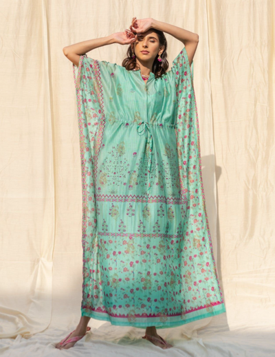 Blue Banarasi Kaftan