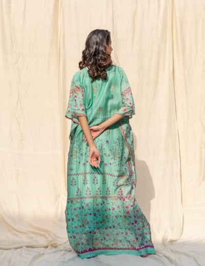 Blue Banarasi Kaftan