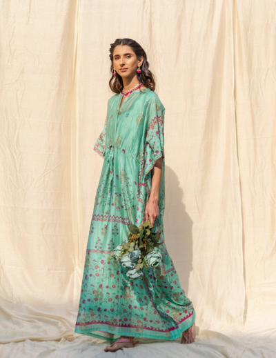 Blue Banarasi Kaftan